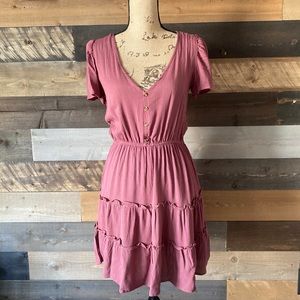 Off pink/purple summer dress & leopard tank top